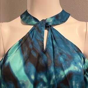 Elegant Teal Cold Shoulder Women's Top Bold elements very flattering